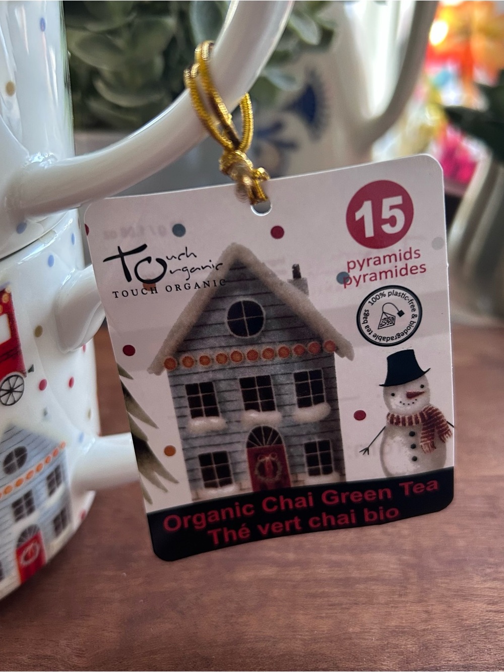 🎄TOUCH ORGANIC • Stackable Holiday Porcelain “Tea for One” Set - Picture 2 of 12